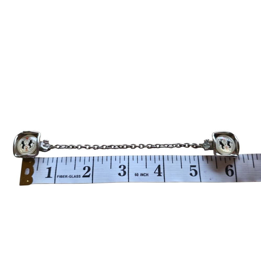 Rare Standing Unicorn Silver Chain Link Sweater Clip with Black and Red Accents - Picture 3 of 4